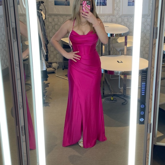 Bloomingdale's Dresses & Skirts - AQUA formal satin corset gown (Bloomingdale’s)